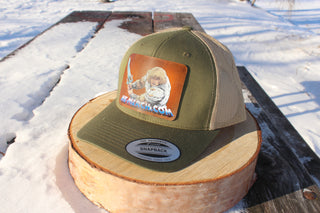 Hat with leather veg tan colorful patch